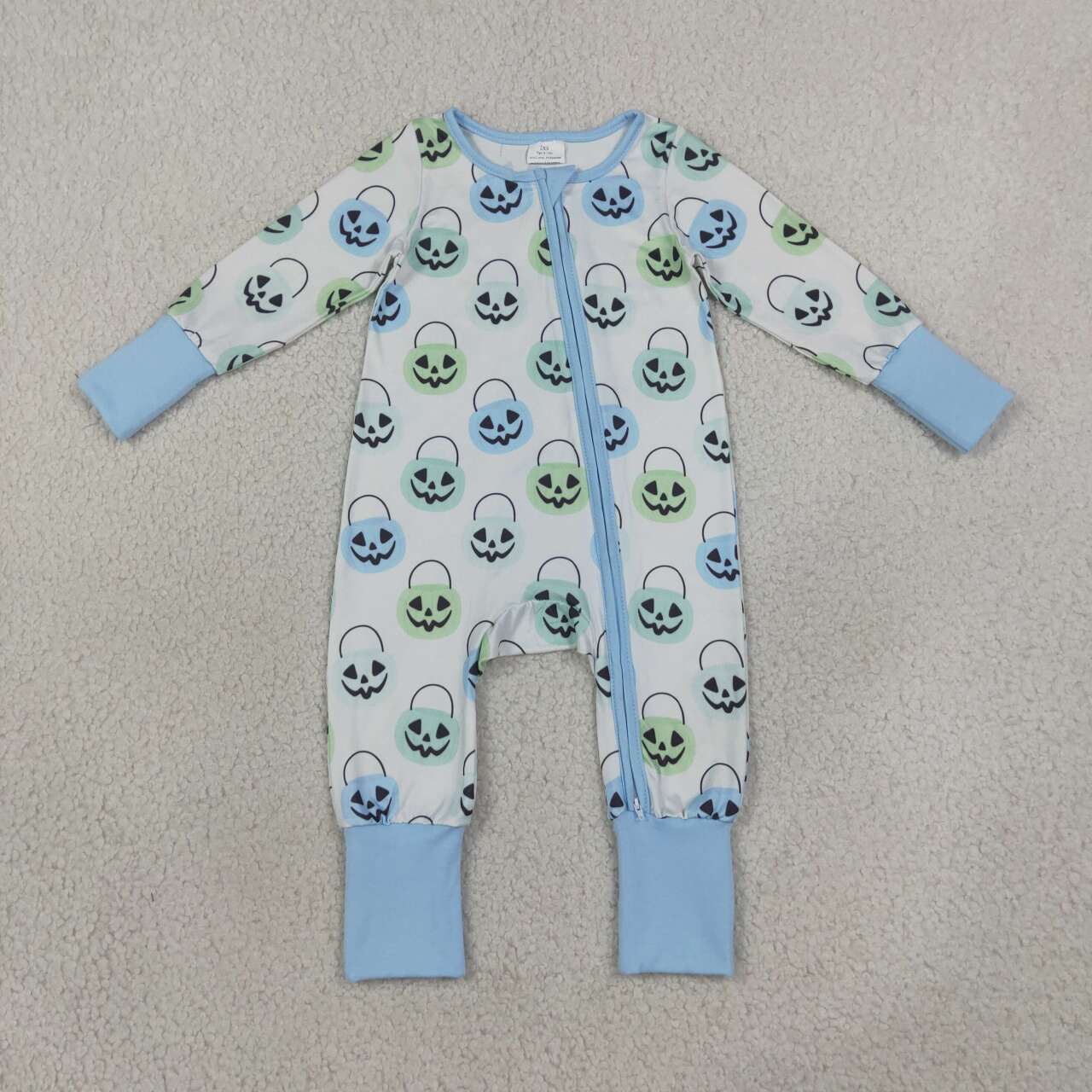 Toddle baby Halloween ghost pumpkin blue romper