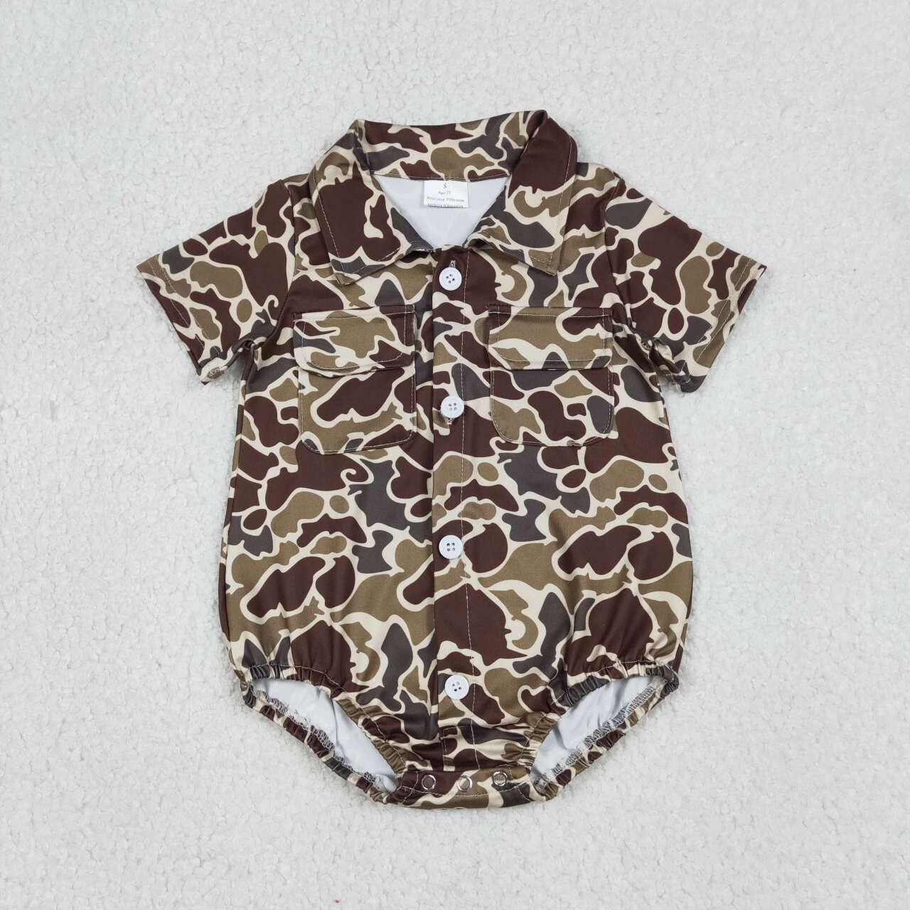 Dark brown Camo design toddle baby summer romper