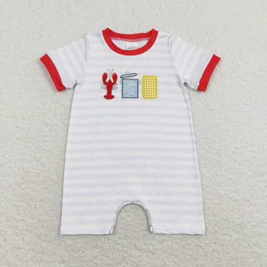 toddle boy embroidery crawfish corn romper
