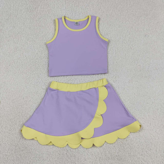 Lavender yoga top matching skorts girls summer outfit