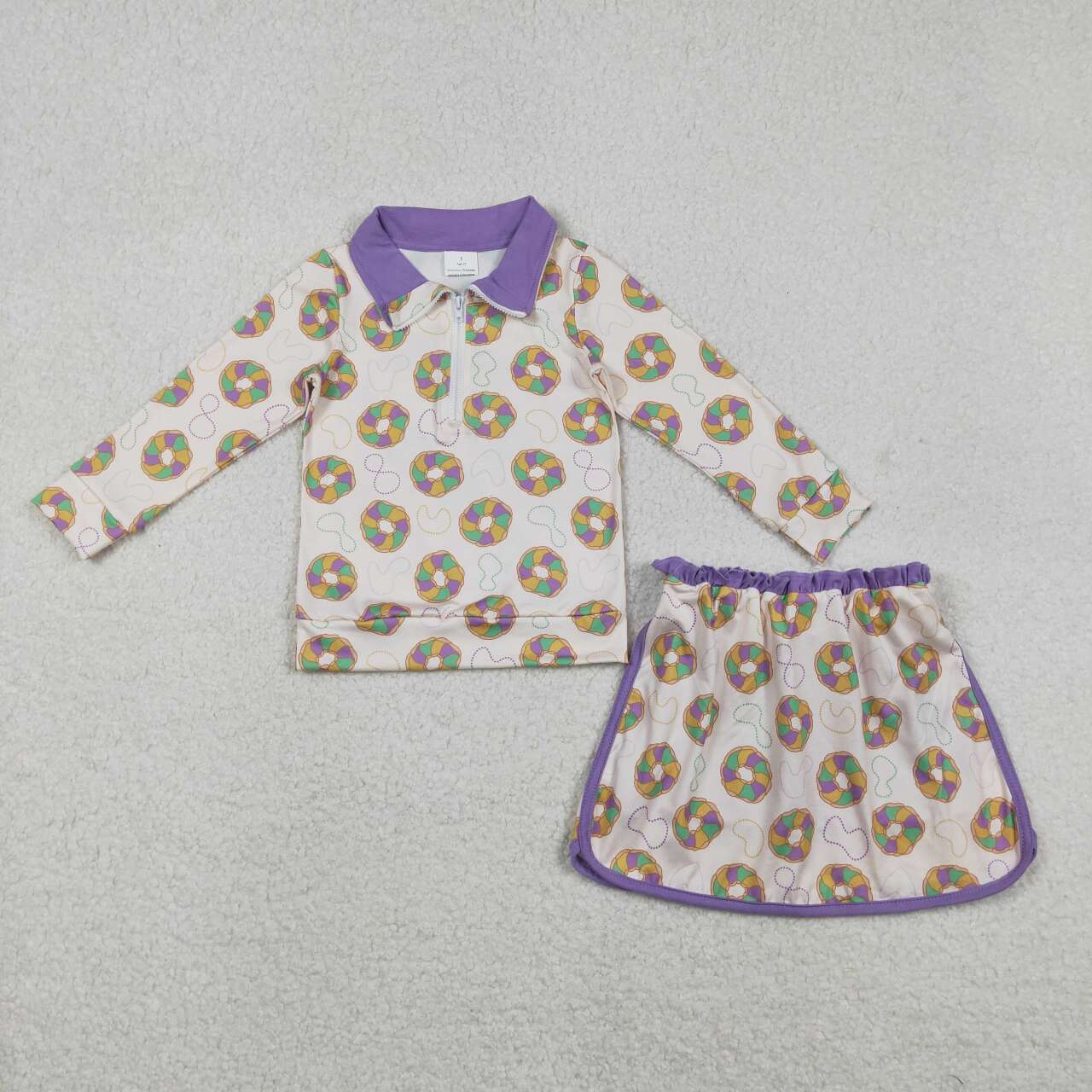 Mardi Gras pullover matching skirt girls outfit