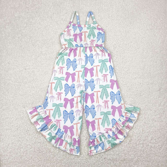 Toddle girls colorful bow wide leg jumpsuit