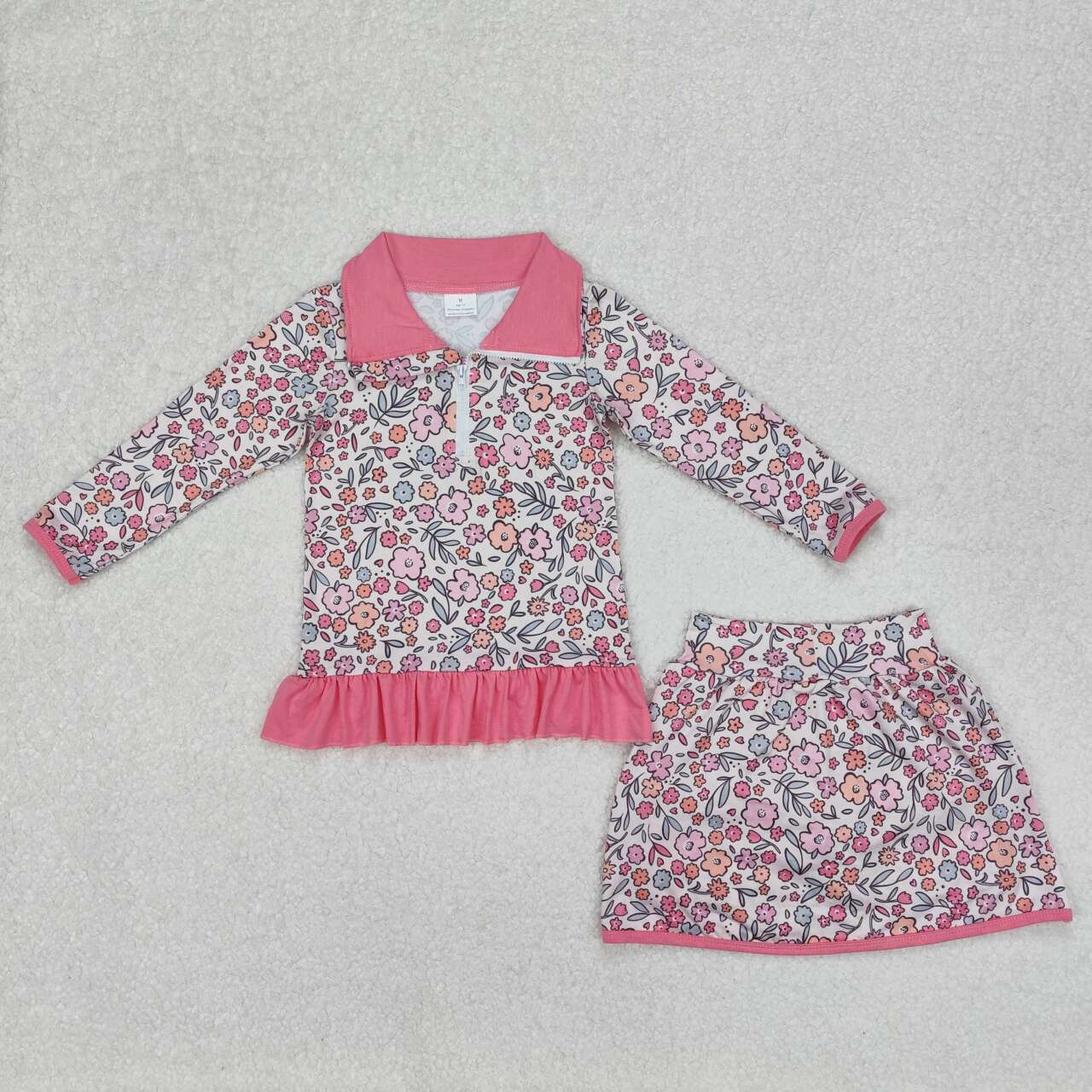 Baby girl pink floral summer outfit