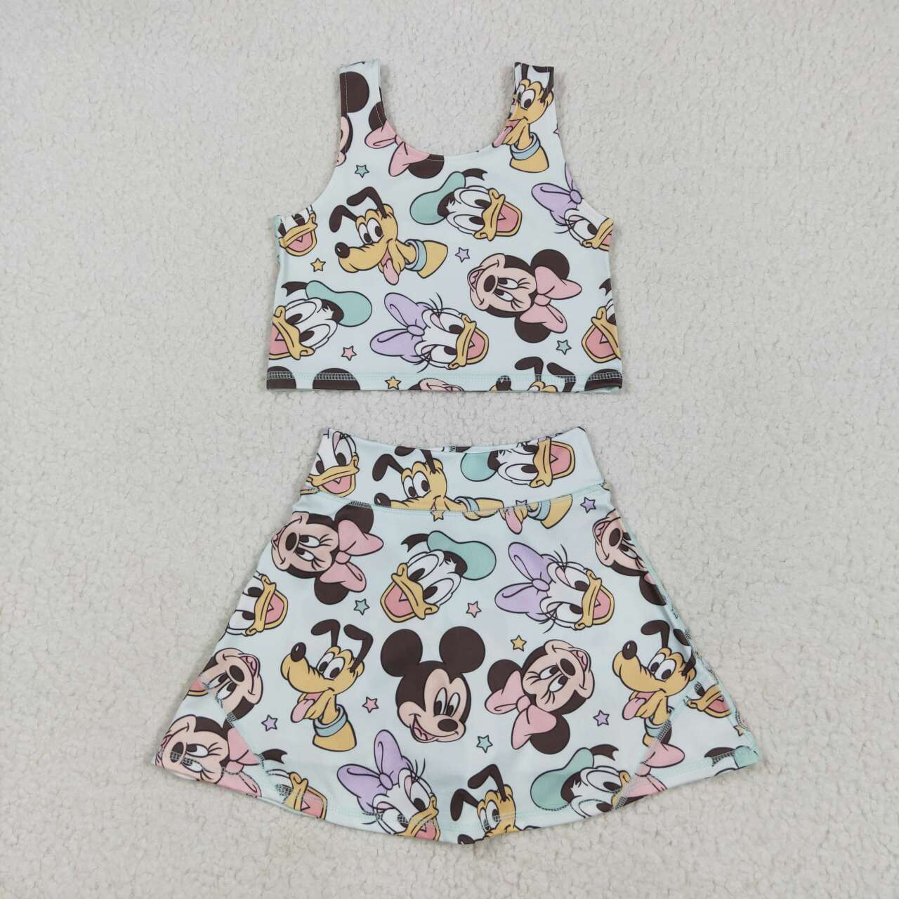 Baby girls cartoon active wear athletic summer yoga skirt dress