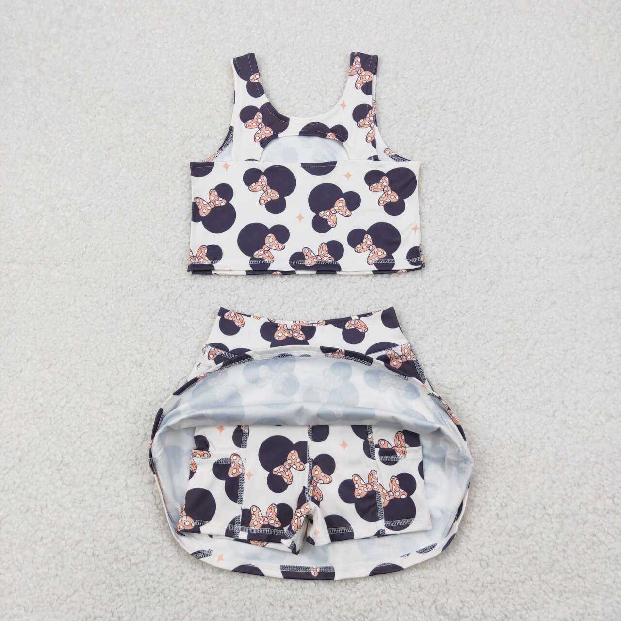 Baby girls cartoon mouse active wear athletic summer yoga skirt outfit