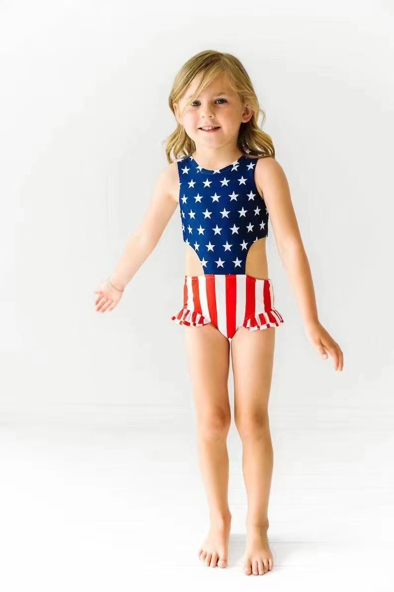 girls July 4th one piece swimwear preorder