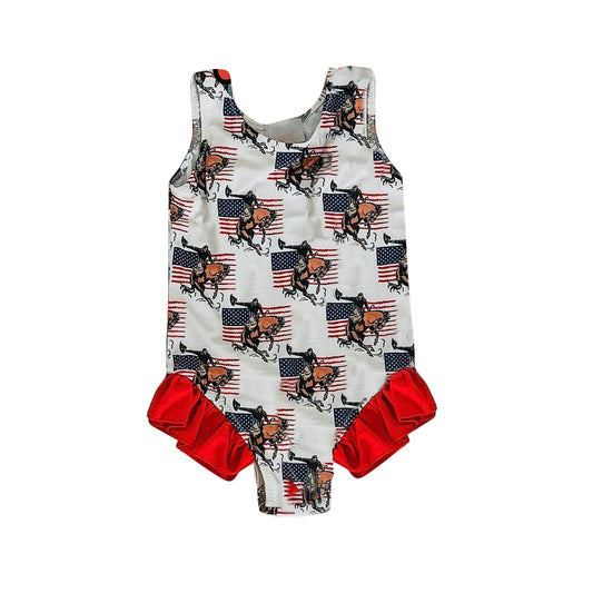 cowboy one piece flag july 4th bathing suit preorder