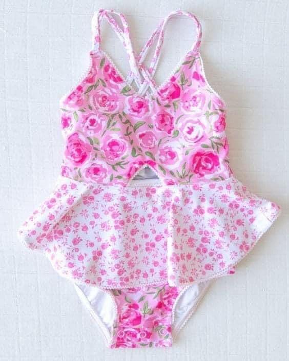 toddle baby girls summer floral one piece bathing suit preorder