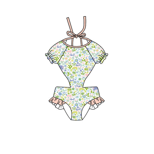 toddle girls farm animal floral swimsuits preorder