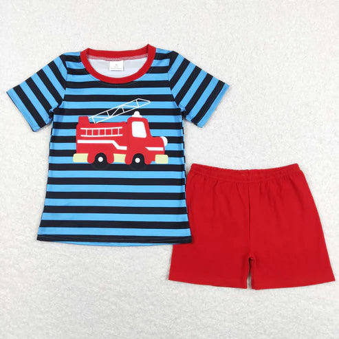 big brother fire fighting truck matching outfit sibling set