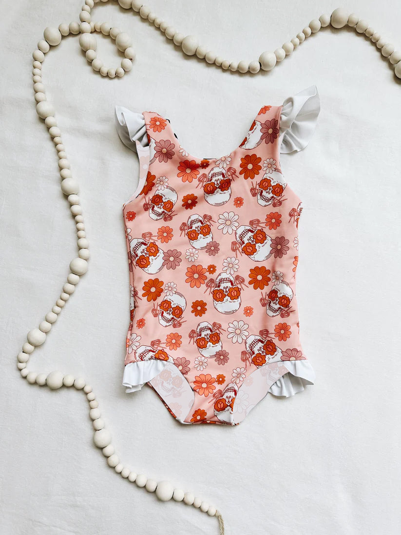 baby floral skull one piece swimwear preorder