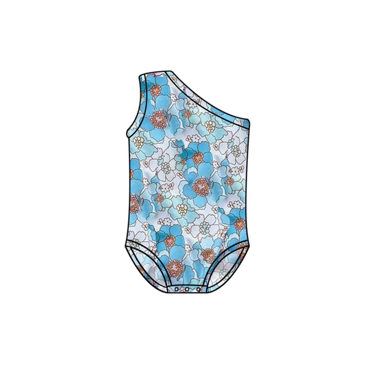 toddle girls blue floral one piece swimsuit preorder