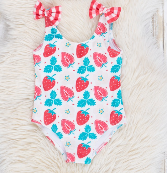 toddle girls one piece strawberry swimwear preorder