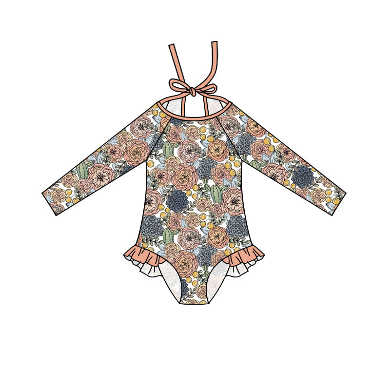 toddle long sleeve floral one piece bathing suit preorder