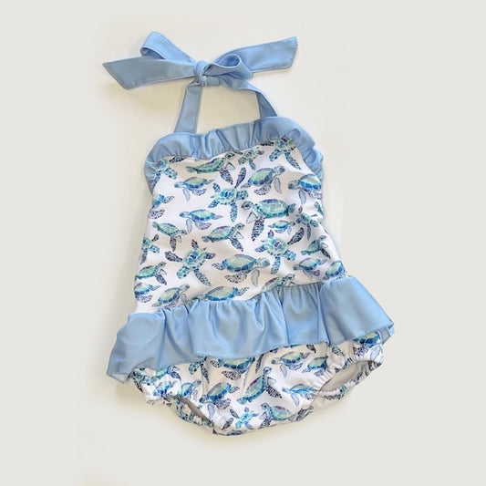 baby girls sea turtle two pieces bathing suit preorder