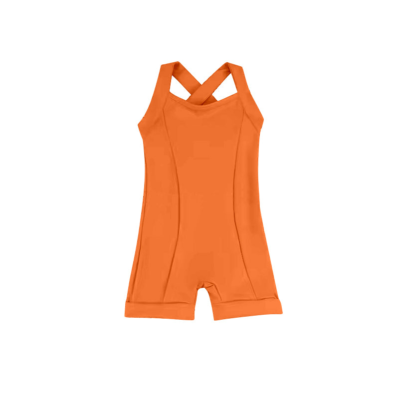 children baby girls orange active wear athletic jumpsuits preorder