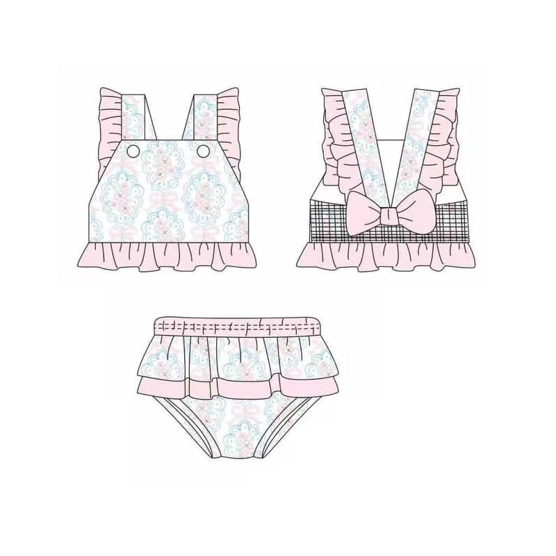 baby girl pink floral two piece swimwear