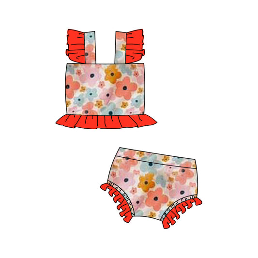 Flower girls two piece bathing suit kids swimwear preorder