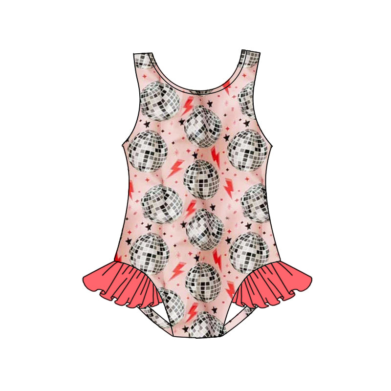 Baby girls one piece disco bathing suit kids swimwear preorder