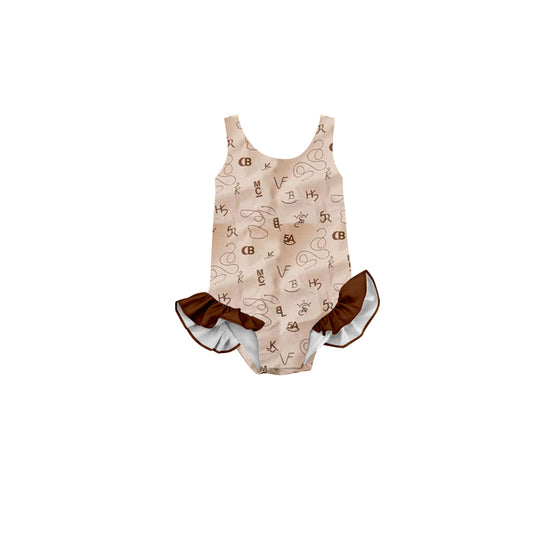 Cowgirl western one piece disco bathing suit kids swimwear preorder