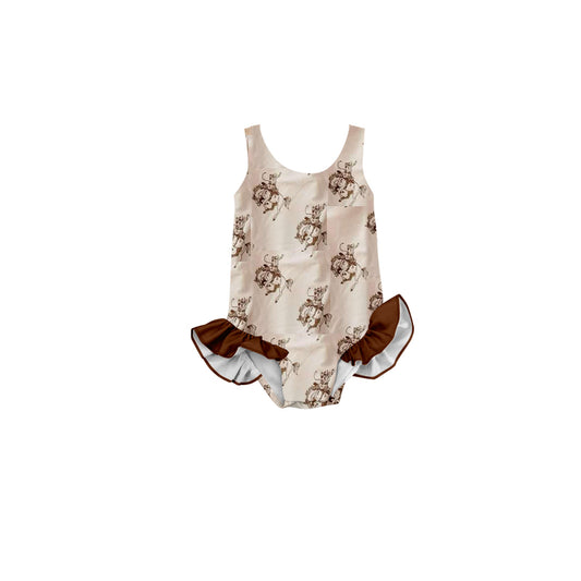 Cowgirl western one piece bathing suit kids swimwear preorder