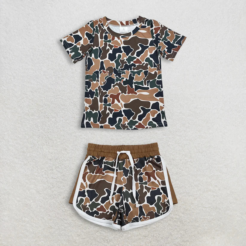 Camo short sleeve top matching shorts boy summer outfit