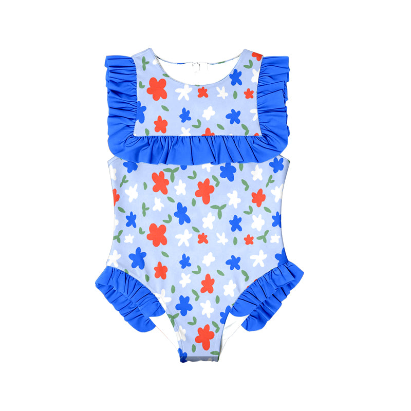 Toddle girls july 4th flowers one piece  swimsuit preorder