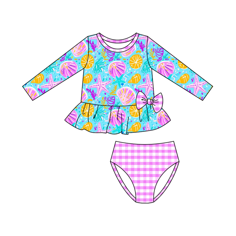 Baby girls seastar print two pieces bathing suit kids swimwear preorder