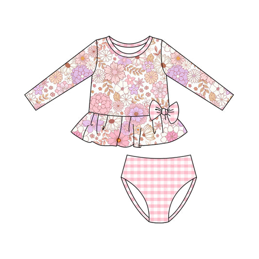 Baby girls flowers two pieces bathing suit kids swimwear preorder