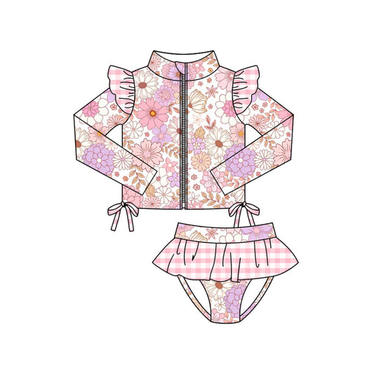 Baby girls floral two pieces bathing suit kids swimwear preorder