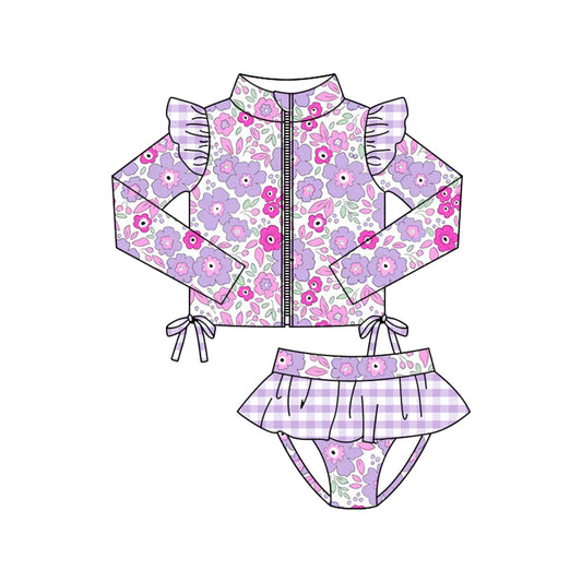 Baby girls floral two pieces bathing suit kids swimwear preorder