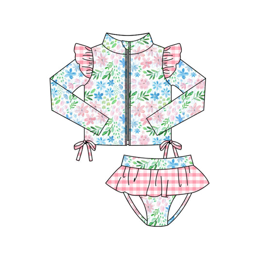 Baby girls floral two pieces bathing suit kids swimwear preorder