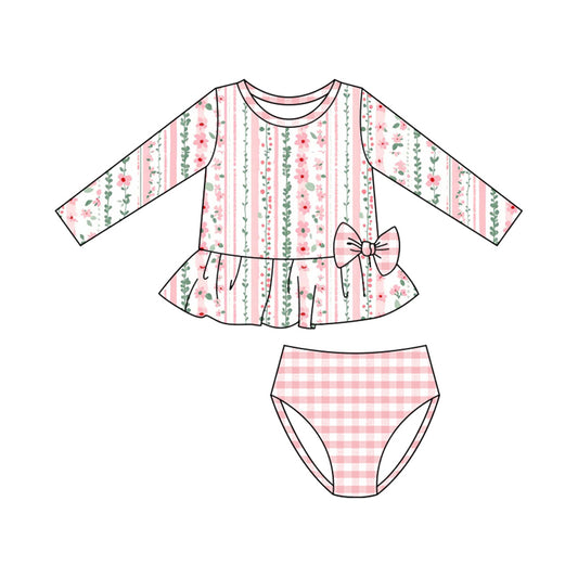 Baby girls floral two pieces bathing suit kids swimwear preorder
