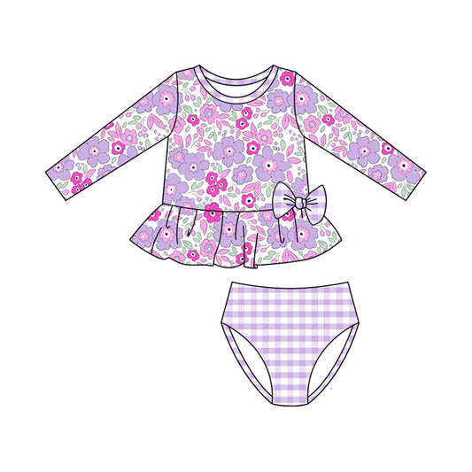 Baby girls floral two pieces bathing suit kids swimwear preorder