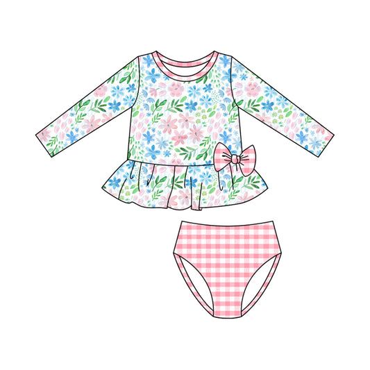 Baby girls floral two pieces bathing suit kids swimwear preorder
