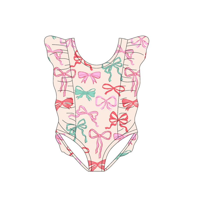 Toddle girls coloful bow print one piece  swimsuit preorder
