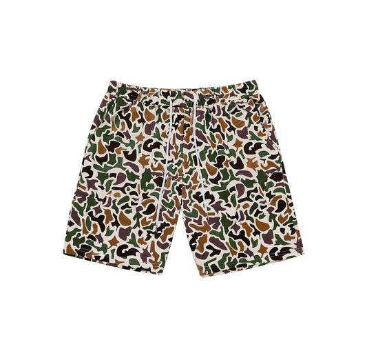 Adult man camo print summer swim trunks preorder