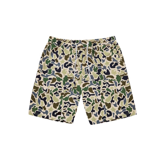 Adult man camo print summer swim trunks preorder