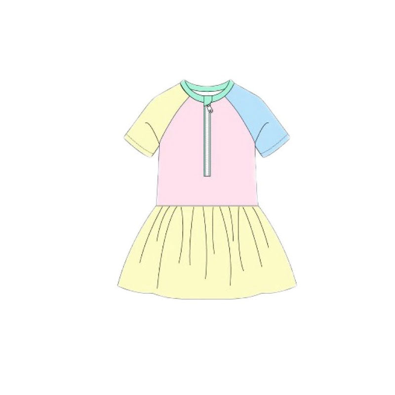 Blue yellow pink one piece bathing suit kids swimwear preorder