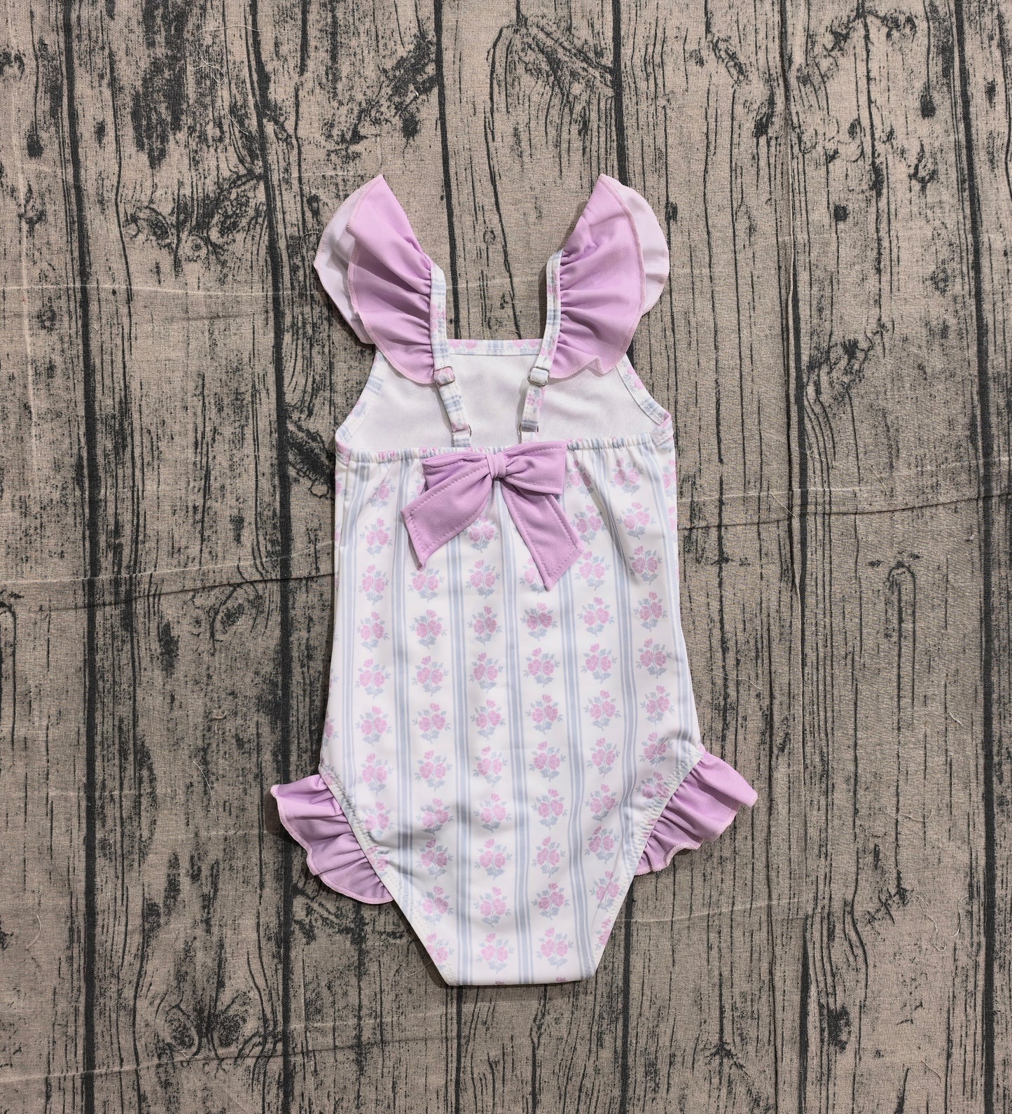 Lavender floral one piece bathing suit kids swimwear preorder