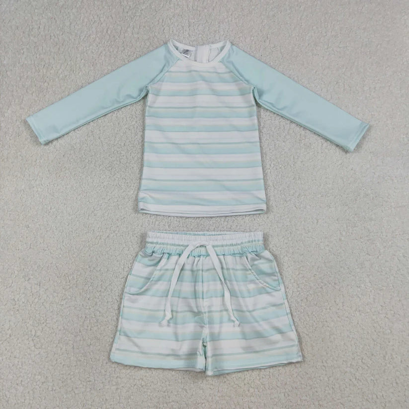 Blue stripes design baby two pieces bathing suit kids swimwear