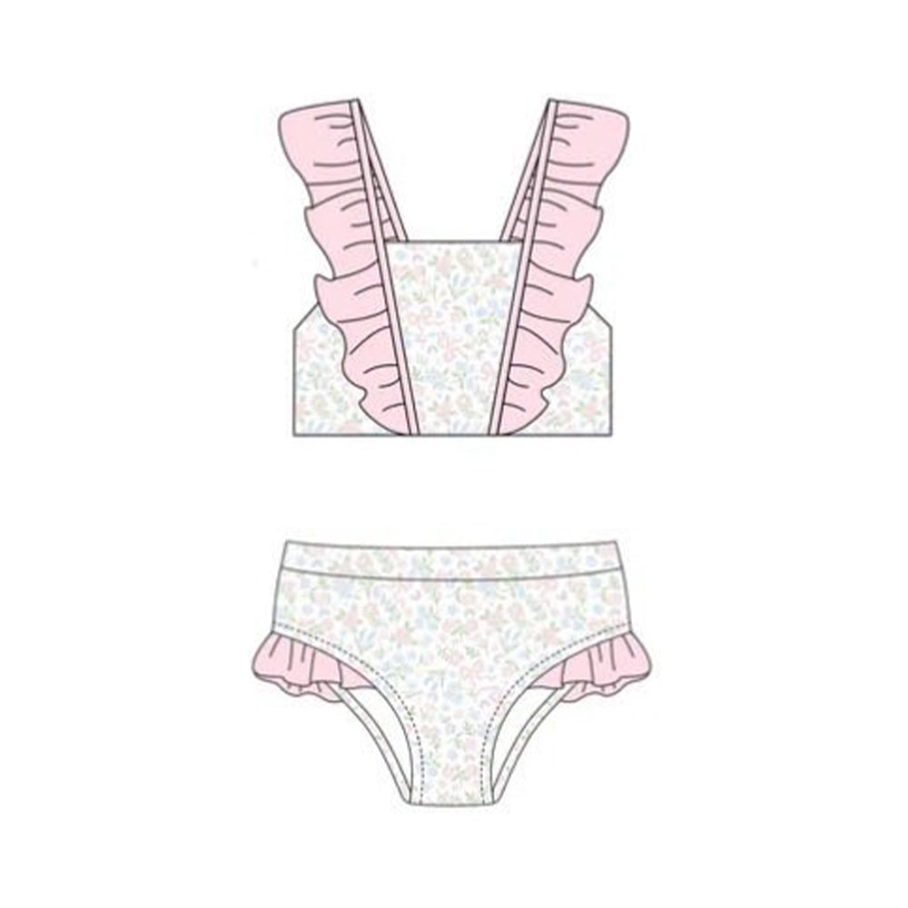 Floral design baby two pieces bathing suit kids swimwear preorder