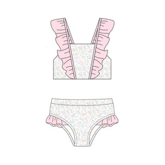 Floral design baby two pieces bathing suit kids swimwear preorder