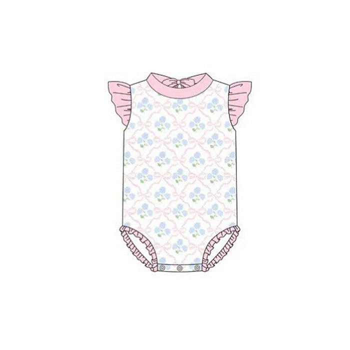 Pink floral one piece bathing suit kids swimwear preorder