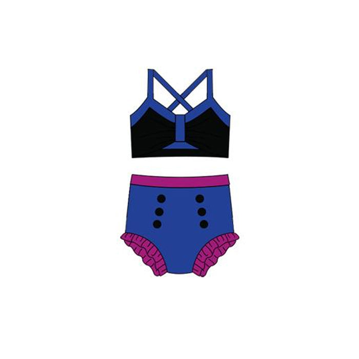 Princess design baby two pieces bathing suit kids swimwear preorder