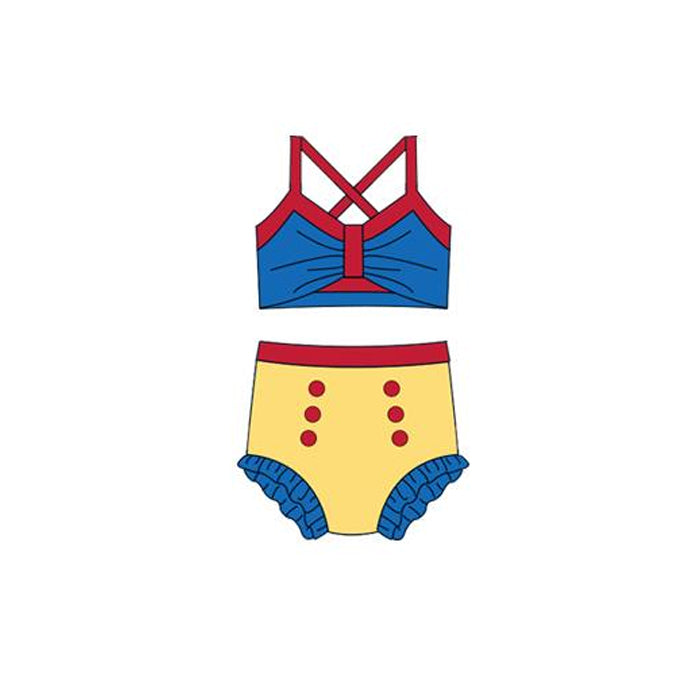 Princess design baby two pieces bathing suit kids swimwear preorder