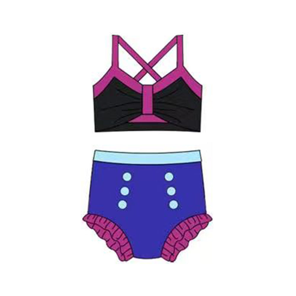 Princess design baby two pieces bathing suit kids swimwear preorder