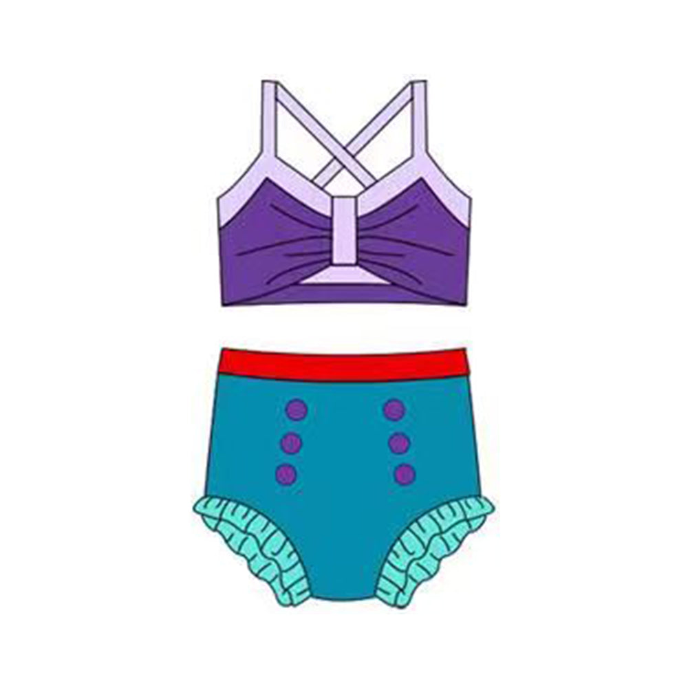 Princess design baby two pieces bathing suit kids swimwear preorder
