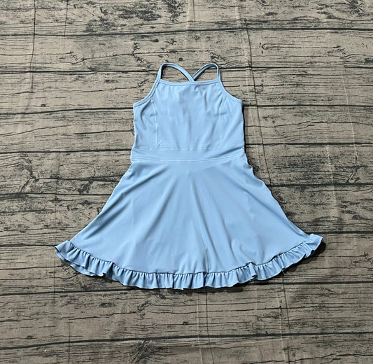 Sky blue color design girls yoga dress preorder