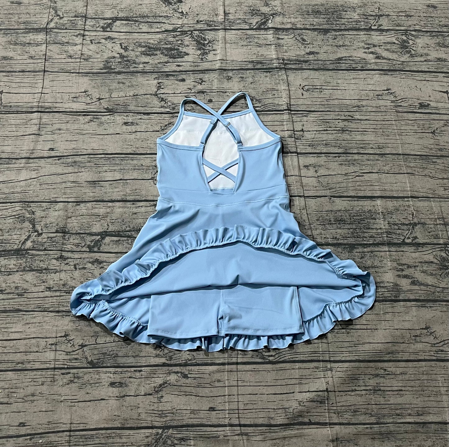 Sky blue color design girls yoga dress preorder